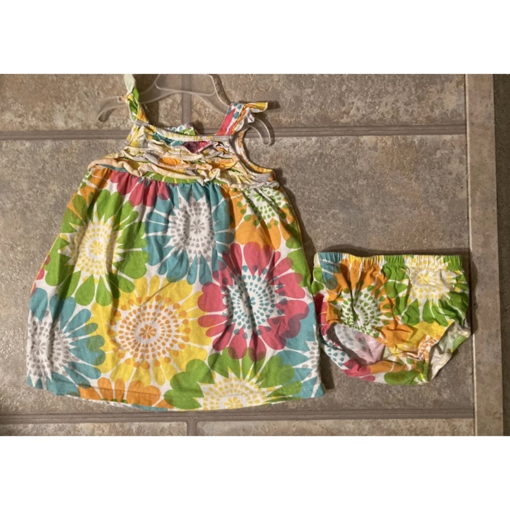 Carters Girls Size 24 Months 2Pc Sundress Set With Colorful Floral Pattern - Picture 1 of 7